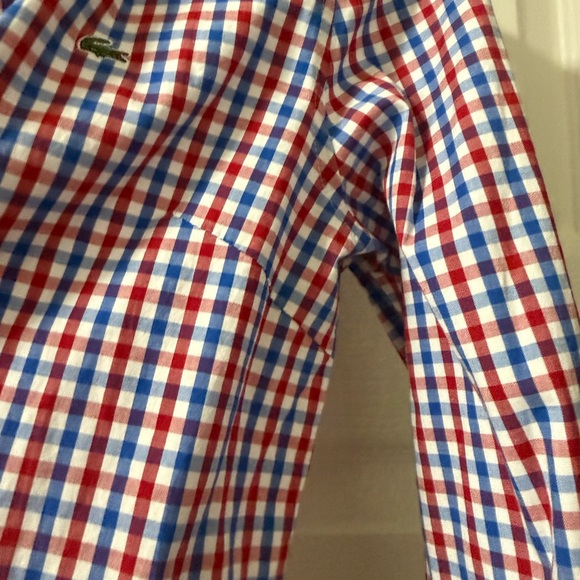 Lacoste Blue, Red & White Gingham Shirt with Chest Logo - Picture 4 of 9